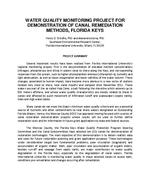 [2016] Water Quality Monitoring Project for Demonstration of Canal Remediation Methods, Florida Keys- Project Summary